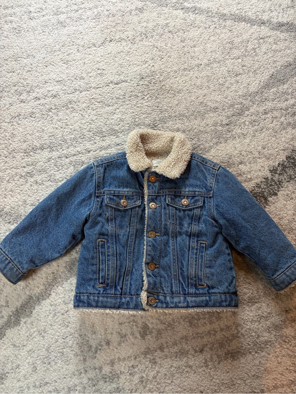 MNG Kids Sherpa Lined Denim Trucker Jacket Blue Size 18–24 Months